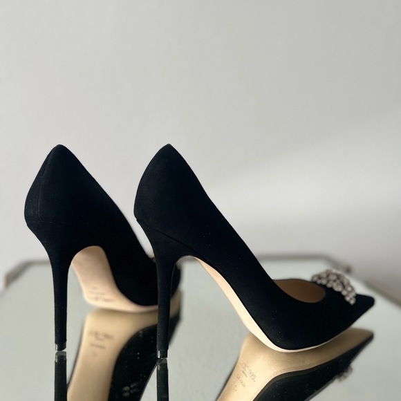 Jimmy Choo black suede pumps with crystal embellished brooch 40 $895 - Picture 3 of 7